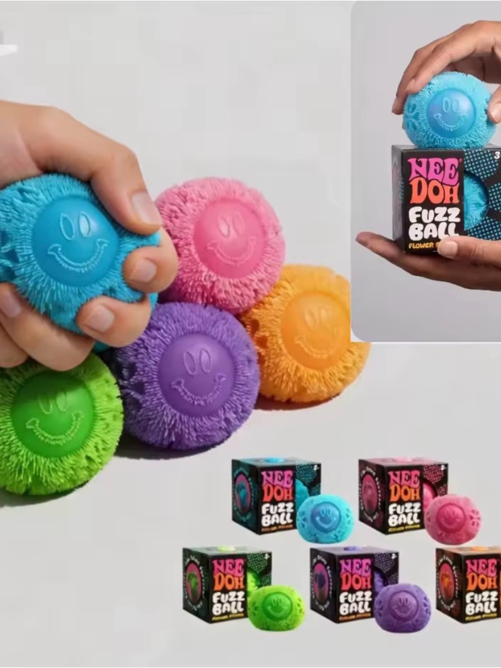 Fuzz Ball Kids Toy - Blue Plush Squeeze Stress Ball